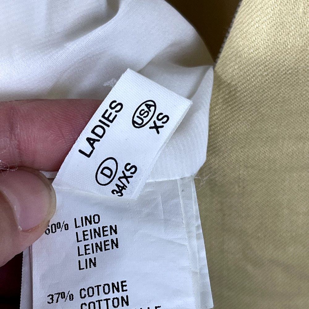 Fabiana Filippi Linen Blend Dress Womens XS Yellow Midi Sleeveless V-Neck Italy - Picture 13 of 15